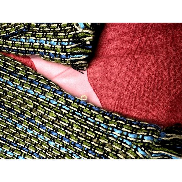 Vintage Y2K Tweed Green and Blue Blazer - Size 14 - Picture 5 of 6